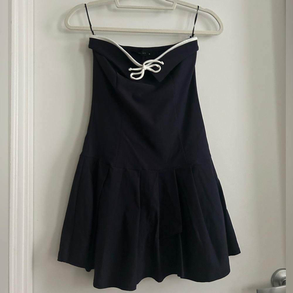 21 Saints Strapless Navy Dress with White Trim